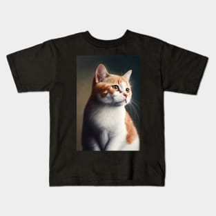 orange and white cat looking off in the distance - CGI style Kids T-Shirt